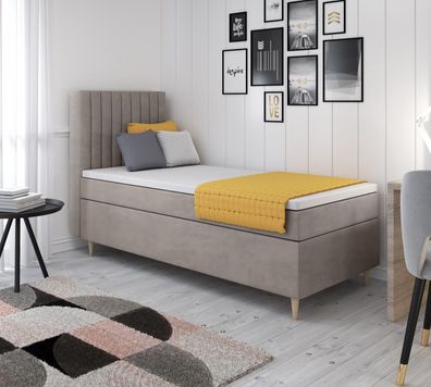 FurMeb24 Polsterbett HILTON - mit topper, mit bettkasten - Rechte Seite