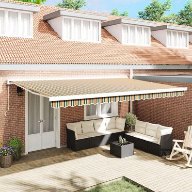 vidaXL Automatische Einziehbare Markise Grün und Gelb 500x300 cm, vidaXL