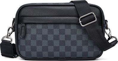 Herren Karoschultertasche, sportlich, aus Leder, Crossbody-Design