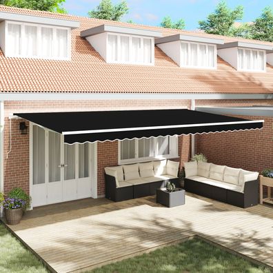 vidaXL manuelle einziehbare Markise Schwarz 600x300 cm, vidaXL Markisenersatzstoff