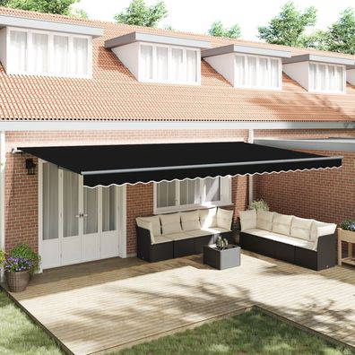 vidaXL Manuelle Einziehbare Markise Schwarz 600x300 cm, vidaXL Markisenersatzstoff