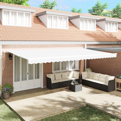 vidaXL Manuelle Einziehbare Markise Weiß 600x300 cm, vidaXL Markisen-Ersatzstoff für