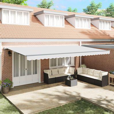 vidaXL automatische einziehbare Markise Weiß 600x300 cm, vidaXL Markisenersatzstoff