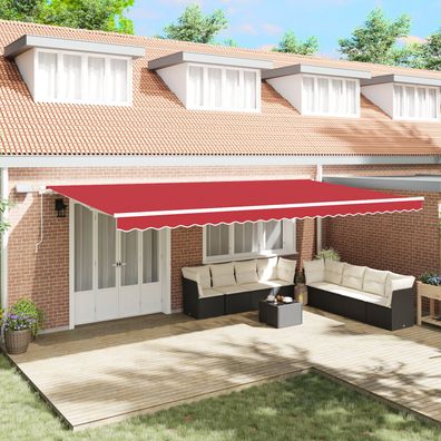 vidaXL Manuelle Einziehbare Markise mit LED Rot 600x300 cm, vidaXL Markise