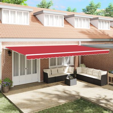 vidaXL automatische einziehbare Markise Rot 600x300 cm, vidaXL Markisenersatzstoff