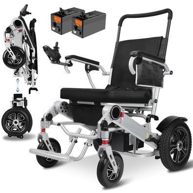 Teilbarer ElektroRollstuhl Faltbar 2×12Ah Akku 51cm Sitz 150kg Tragkraft mit Licht