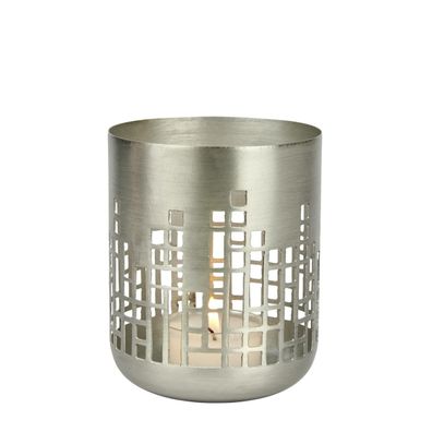 Lambert Varosi Windlicht Eisen, matt nickel H 10 cm D 8 cm 41232