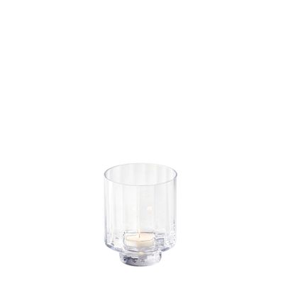 Lambert Tagliare Windlicht, Glas klar mit Optik, H15 D12 cm Fuss H3,3 D 7 cm 17089