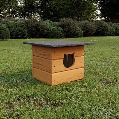 Katzenhaus XL Outdoor 40x40 cm Katzenhütte Höhle draußen wetterfest Holz 8580