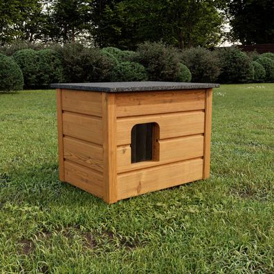 Katzenhaus outdoor Hütte Tik Höhle draußen winterfest isoliert Holz 57x47cm 8675