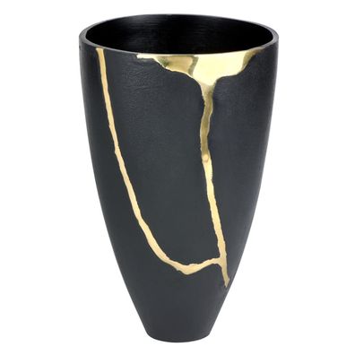 Lambert Kuori Gefäß Aluminium anthrazit/gold H 31 cm 40964