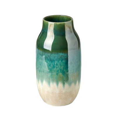 Lambert Zaya Gefäß Keramik oliv-aqua-ecru H 32 cm, D 16 cm 19942
