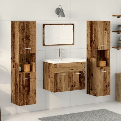 vidaXL 5-teiliges Badezimmermöbel Set Altes Holz Verbundholz