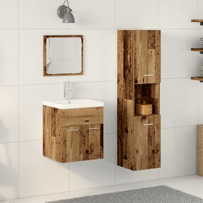 vidaXL 4-teiliges Badezimmermöbelset - Altholz Ingenieurbau