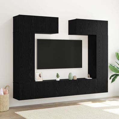 vidaXL 8-teiliges TV-Schrankset Wandmontierte schwarze Eiche Spanplatte, vidaXL