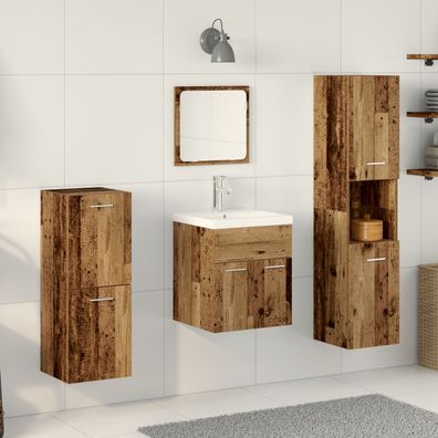 vidaXL 5-teiliges Badezimmermöbel Set Altholz Ingenieurholz