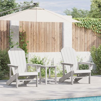 vidaXL 3-teiliges Garten-Lounge-Set Weiß HDPE, vidaXL Adirondack-Stuhl Weiß 74x82x91