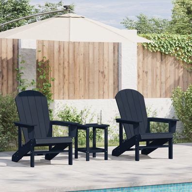 vidaXL 3-teiliges Gartenlounge-Set Marineblau HDPE, vidaXL Adirondackstuhl Marineblau