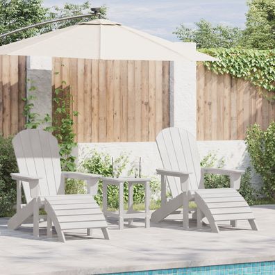 vidaXL Adirondack-Stühle mit Fußstützen 2 Stück Weiß HDPE, vidaXL Adirondack-Stuhl