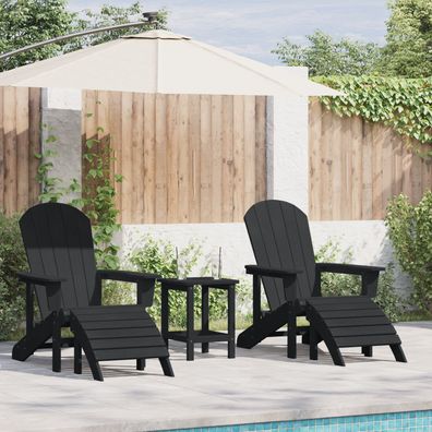 vidaXL Adirondack-Stühle mit Fußrasten 2 Stück Schwarz HDPE, vidaXL Adirondack-Stuhl