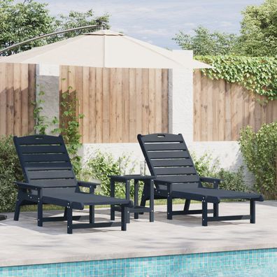 vidaXL Sonnenliegen 2 Stk Marineblau 162x53x98.5 cm HDPE, vidaXL Sonnenliege
