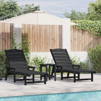 vidaXL Sonnenliegen 2 Stück Schwarz 162x53x98,5 cm HDPE, vidaXL Sonnenliege Schwarz