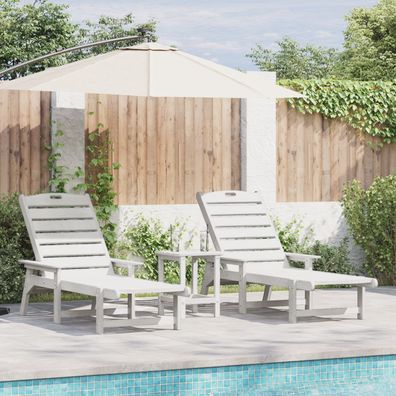 vidaXL 3-tlg. Garten Lounge Set Weiß HDPE, vidaXL Sonnenliege Weiß 53x162x98.5 cm