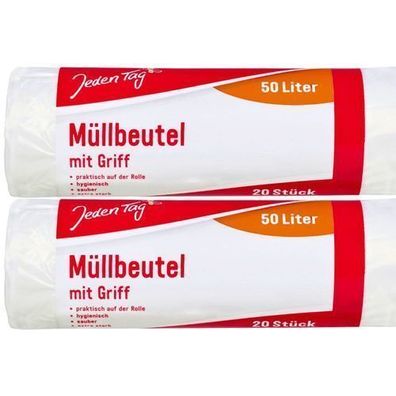 Ein Tag Müllsäcke mit Griff 50l 2x20 Stück
