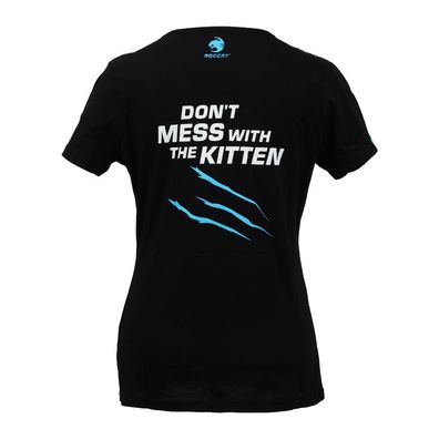 Roccat Damen TShirt VAusschnitt Oberteil Gaming Top Slim Fit Baumwolle Schwarz