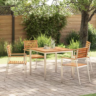 vidaXL 5-teiliges Garten-Essset aus massivem Teakholz, vidaXL Outdoor Esstisch