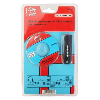 Hama 5.1 USB Soundkarte extern Mini Sound Card 3D Surround Computer PC Notebook