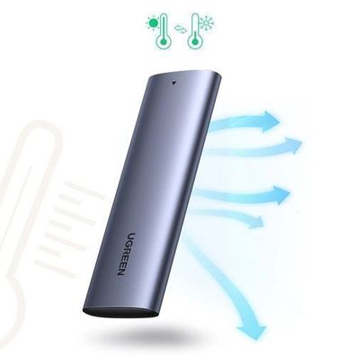 Ugreen Externes Gehaeuse fuer M.2 B-Key SATA 3.0 SSD, 5Gbps, Grau + USB-C Kabel (C