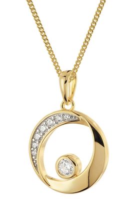 trendor Schmuck Damen-Halskette 925 Silber Vergoldet Mit Design-Anhänger 28428