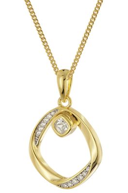 trendor Schmuck Damen-Halskette 925 Silber Vergoldet Mit Zirkonia-Anhänger 28436