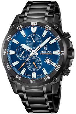 Festina Herrenuhr Chronograph Schwarz/Blau 20 bar F20735/1