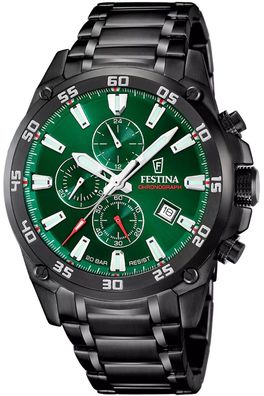 Festina Herrenuhr Chronograph Schwarz/Grün 20 bar F20735/2