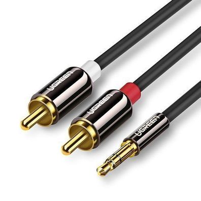 Ugreen 3,5 mm Klinken-Audiokabel auf 2 RCA, 3 Meter, Schwarz, Hochwertig fuer Ste