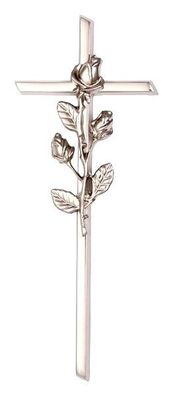 Wand Kreuz mit Rose Grabkreuz Grabstein Urnenwand Grabmal 29,5 x 11,5 cm