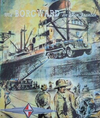 Blechschild Borgward Schiff-Verladung, LKW, Oldtimer, Bild