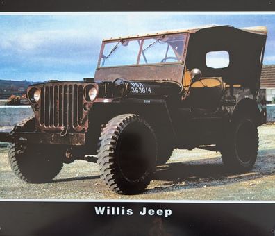 Blechschild Willys Jeep , Geländewagen, Deko, Bild