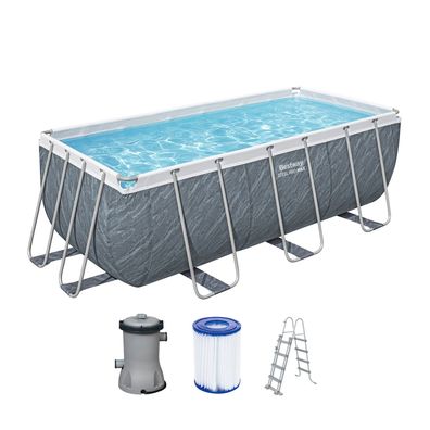 Steel Pro MAX™ Frame Pool Set mit Filterpumpe 412 x 201 x 122 cm, Marmor-Optik