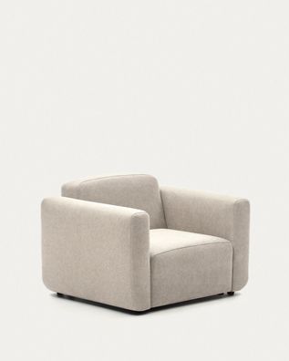 Sessel Neom 113 x 89 x 78 cm Gewebe Beige Stuhl Sitzgelegenheit Wohnzimmer