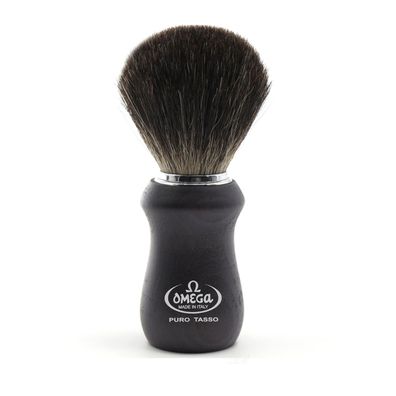 Omega Rasierpinsel Dachs Stockzupf 6833 Pure Badger mit schwarzem Griff
