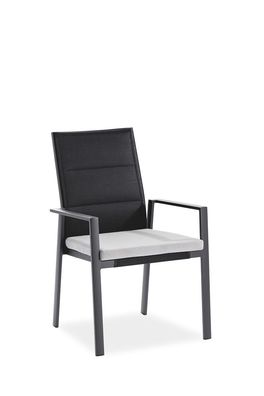 Gartenstuhl Nancero 62x61 cm Stoff Schwarz Grau Gestell Aluminium in Anthrazit