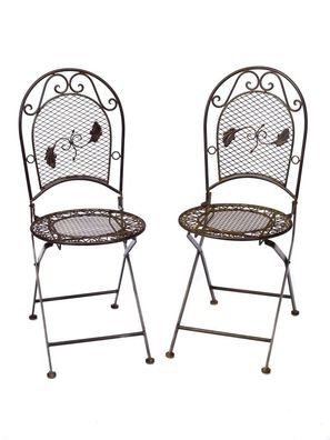 2x Gartenstuhl je 9kg Schmiedeeisen Stuhl Klappstuhl antik Stil braun
