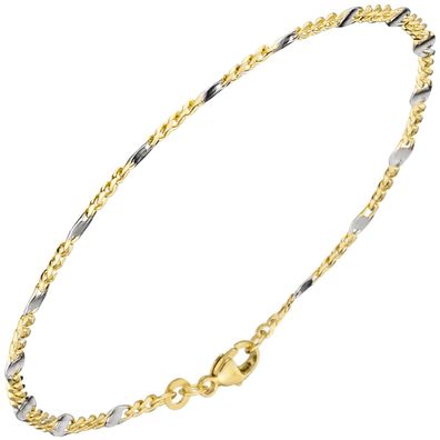 Steg-Panzerarmband 333 Gelbgold massiv 19 cm Gold Armband Goldarmband Karabiner