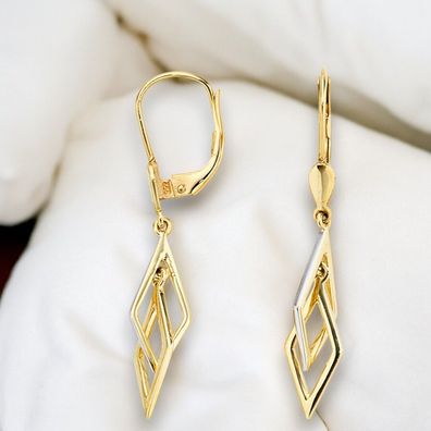 Ohrhänger 333 Gold Gelbgold bicolor Ohrringe Boutons Goldohrringe