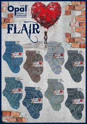 100g Opal Flair 4-fädig / 4-fach Sockenwolle Garn Stricken Häkeln 78,00€/kg
