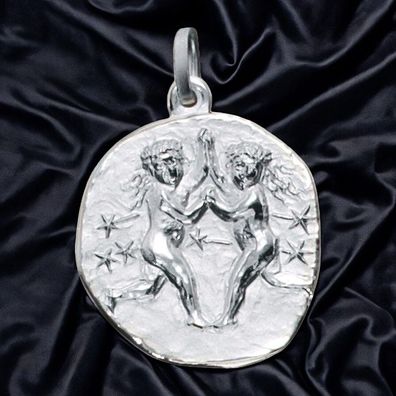 Anhänger Sternzeichen Zwilling 925 Sterling Silber matt Sternzeichenanhänger