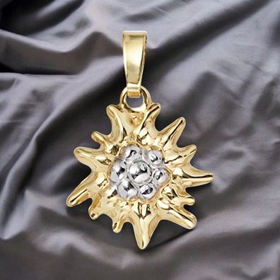 Anhänger Edelweiß 333 Gold Gelbgold bicolor Goldanhänger